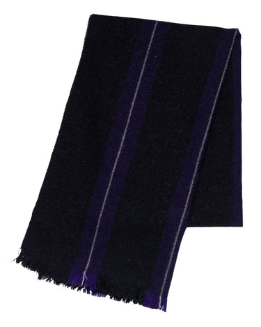 Joshua Ellis Featherweight Stripe Brushed 100% Cashmere  Scarf Charcoal x Purple